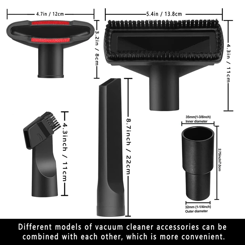8 шт., универсальный пластиковый адаптер для пылесоса, 1-1/4 дюйма