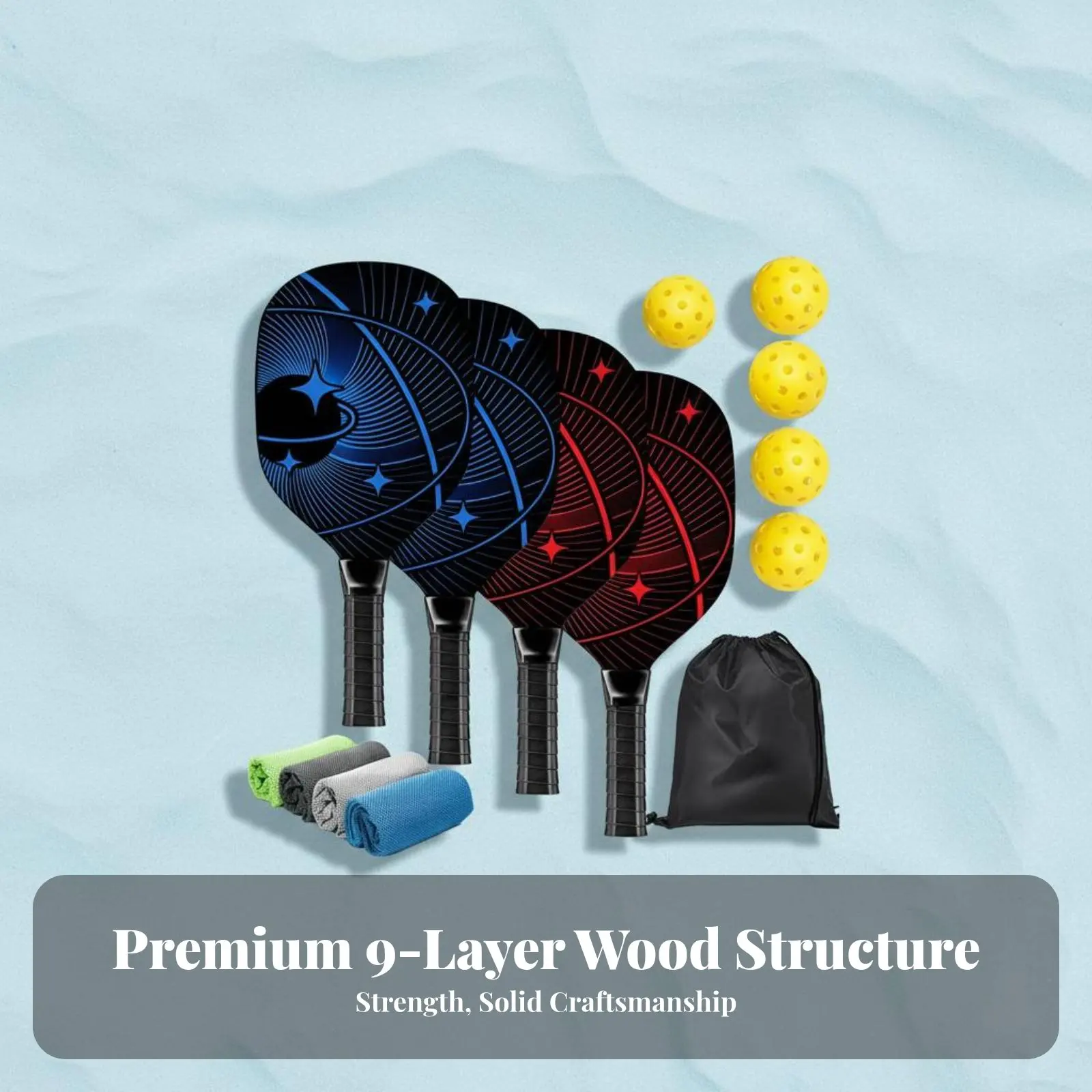 

Wooden Pickleball Paddle Set Sturdy Pickleball Paddle Set Racket Sports Gear Beginner Suitable for Comfortable Contoured Handle