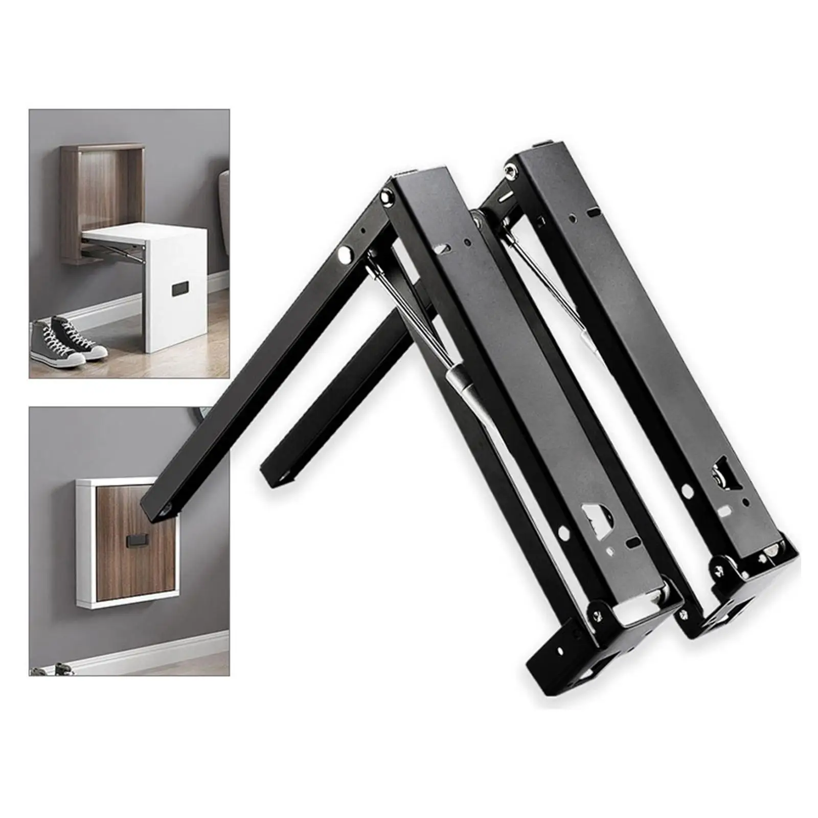 2 Pcs Wall Mounted Folding Shoe Bench Chair Brackets Home Entrances Part Hydraulic Hinge Folding Shoe Changing Stool Accessories