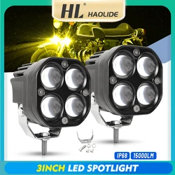 HAOLIDE 3 Inch 120W Led Work Light 12D Square Spotlight Motorcycle Driving Lights Fog Lamp 12V 4LED Headlights For off-road use