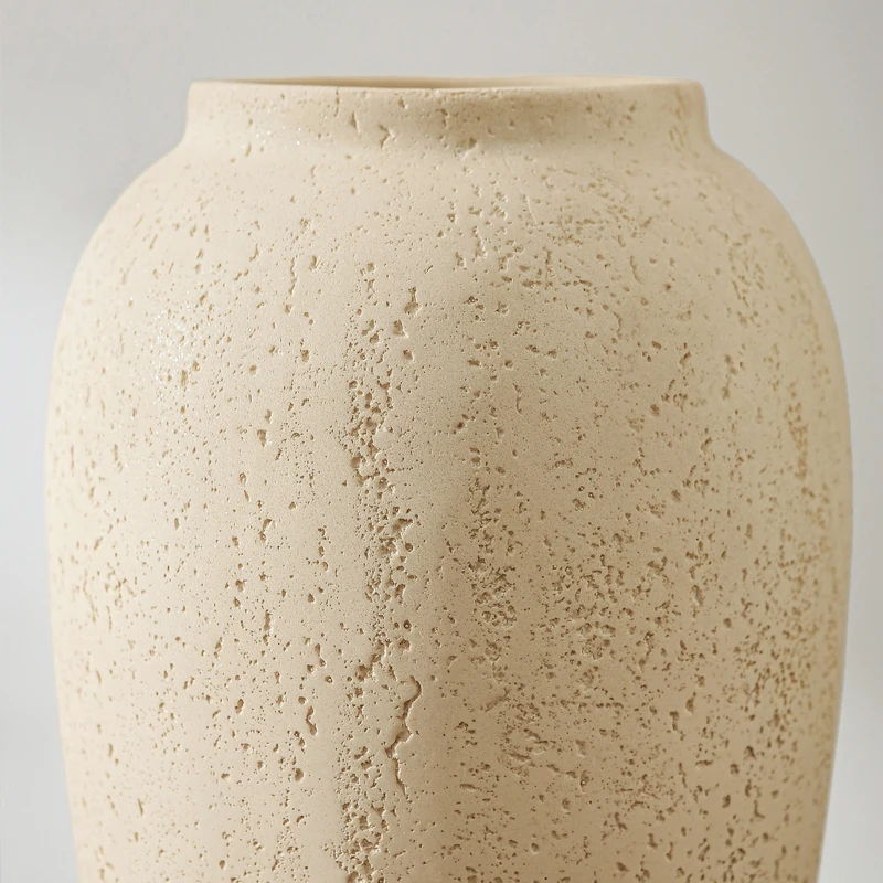 Cave Stone Vase Creative Coarse-grained Ceramic Vase Matte Dried Flower Vase Home Living Room Floor Table Decoration Ornaments