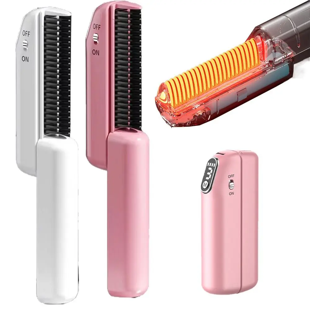 

Anti Scald Electric Hair Straightening Comb Scalable LED Digital Display Negative Ion Straighten Brush Smooth Comb Teeth 3 Modes