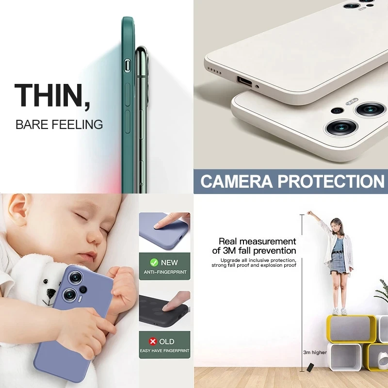 Poco F5 Pocof5 Case Square Liquid Silicone Soft Cover For Xiaomi Poco F5 F 5 Pocof5 F5Full Protection Phone Case Poco F5