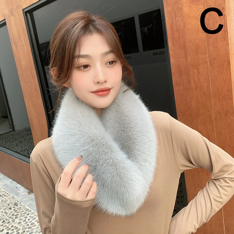 Faux Fox Fur Collar Scarf Super Fluffy Thick Luxury Fur Scarves Purple Rose Red Wraps Women Men Winter Clothing Accessories