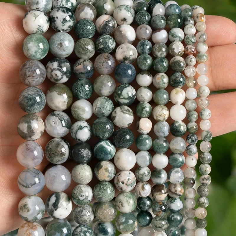 Natural Stone Tree Agate Round Loose Beads 15