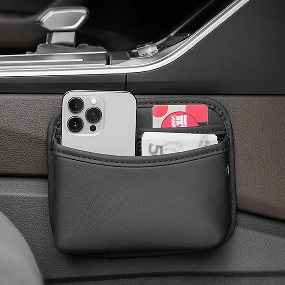 Auto-Türtasche, PU-Leder Auto-Netztasche Organizer für Karten, Handy, Sonnenbrille, Universelles Auto-Innenraum-Zubehör – Detail 7