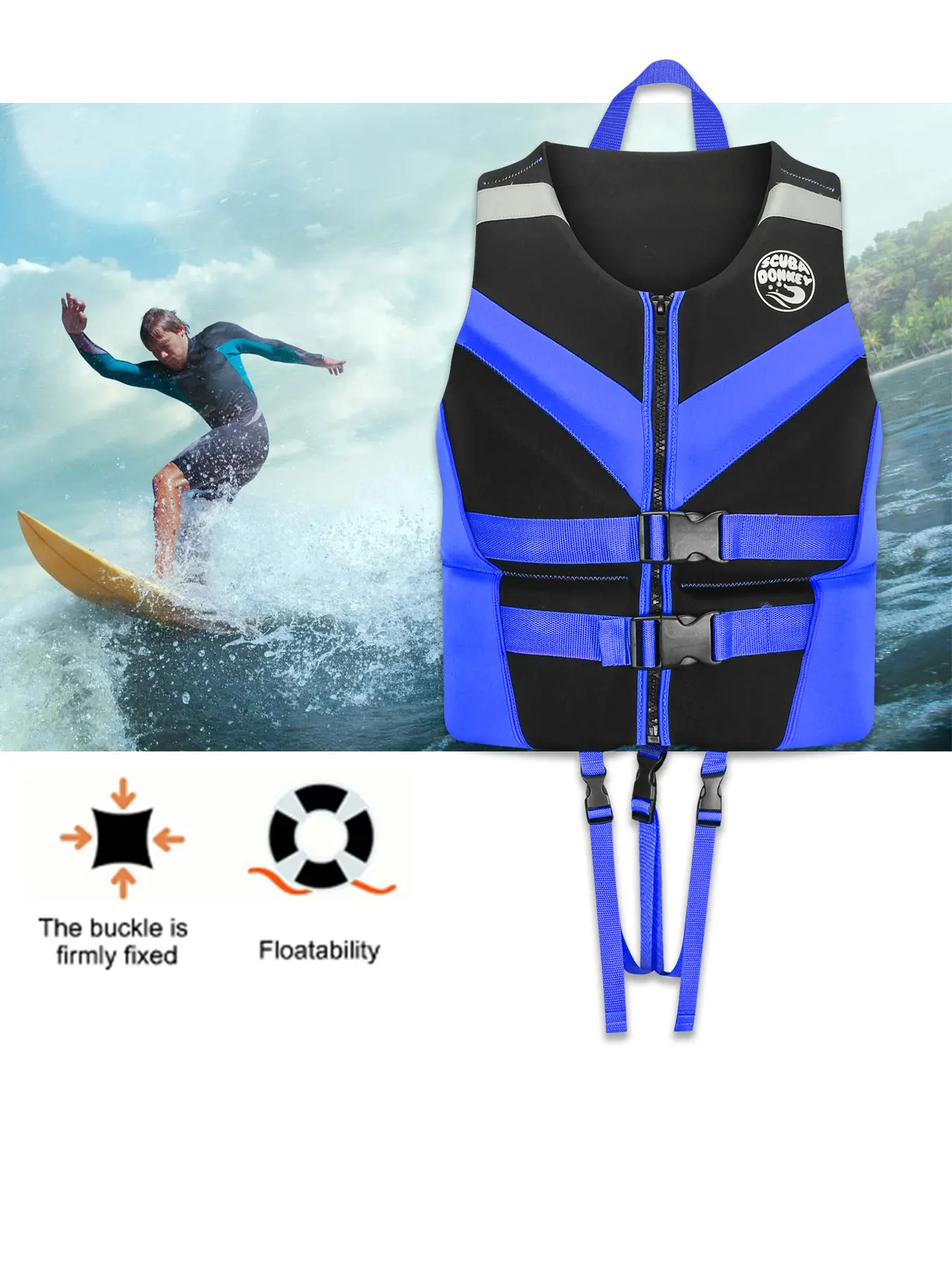 

SCUBA DONKEY life jacket professional adult high buoyancy vest suitable for drifting boat sea fishing swimming and snorkeling