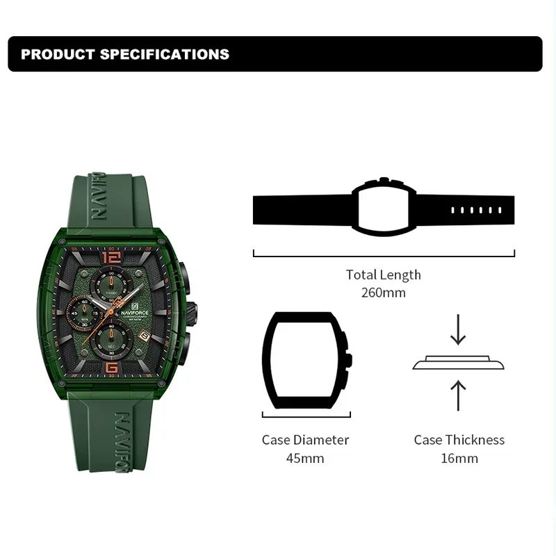 NAVIFORCE Original Watches for Men Waterproof Quartz Wristwatch Silicone Strap Luminous Date Male Watch Casual Reloj Hombre 2025