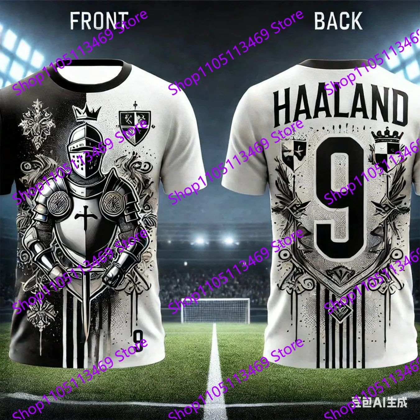 قميص كرة القدم AI HAALAND رقم 9 للأطفال والكبار، تصميم أزياء أمريكي كاجوال ومريح، رياضات غير رسمية #1