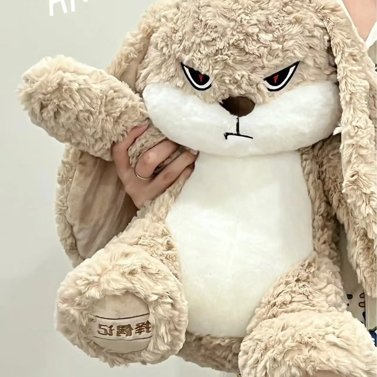 Cute Angry Bunny Plush Doll Long Ears Soft Stuffed Cartoon Rabbit Hug Pillow Bedroom Sofa Indoor Room Decoration Girlfriend Gift