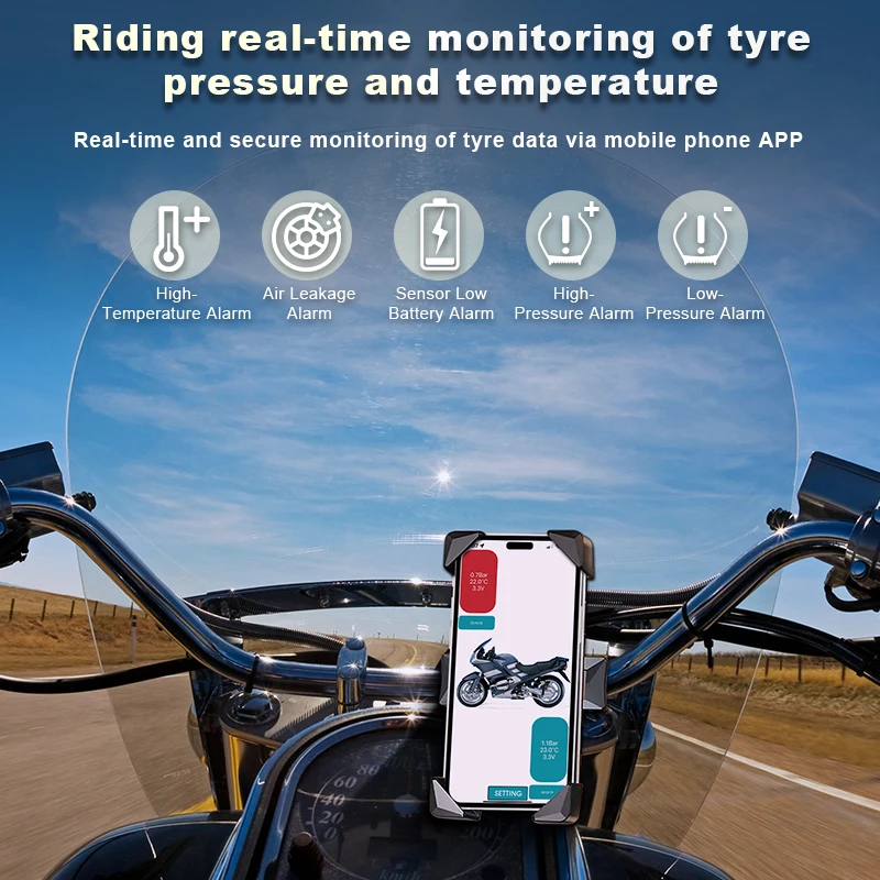 Car TPMS Tire Pressure Monitoring System Bluetooth 5.0 Mobile Phone Display Motorcycle Car Tyre Pressure Sensor for lOS Android