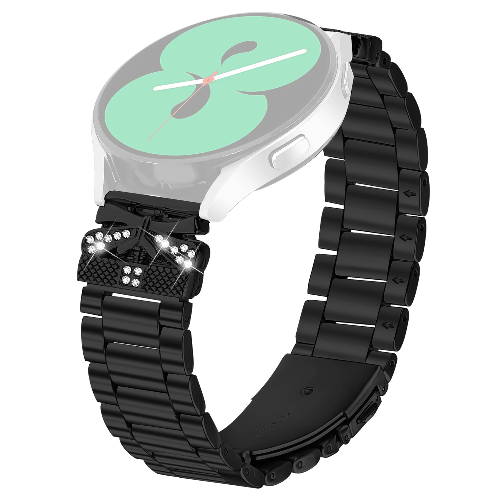 

Replacement Strap for Garmin Forerunner 245 / Forerunner 245 Music Butterfly Rhinestones Decor Metal Watch Band - Black