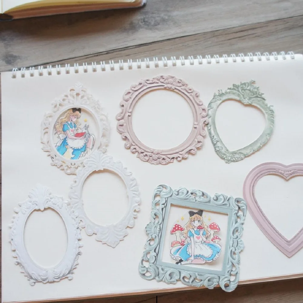 

10 Sheets DIY Hollow Out Wooden Relief Design Pink Blue Frame Craft Paper Scrapbooking Background Creative Paper Gift Use