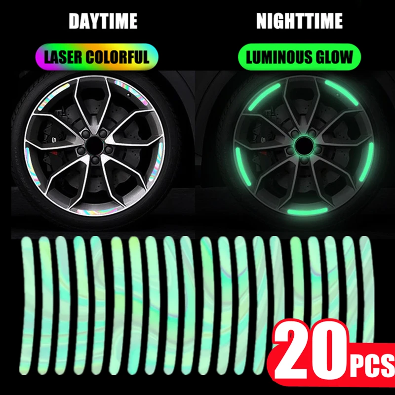 Car Wheel Hub Reflective Strips Tire Rim Colorful Sticker Night Driving Warning Decoration Fluorescence Safety Reflective Tape