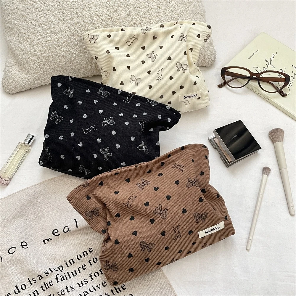 

Кордуровая косметичка для женщин, портативный органайзер для туалетных принадлежностей, дорожный чехол для хранения помады и уходовой косметики