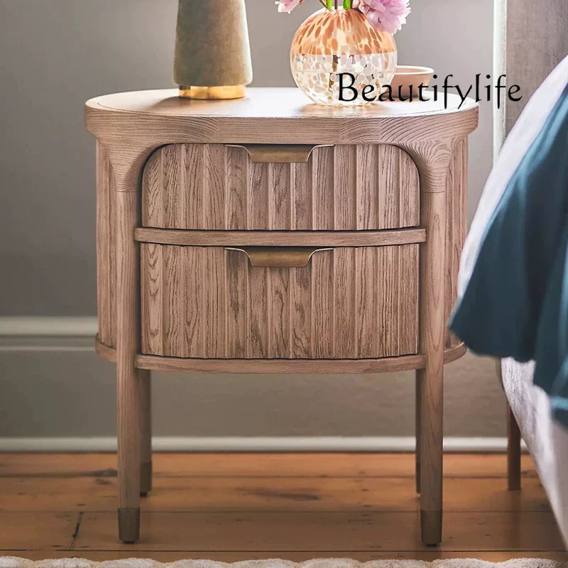 American retro bedroom bedside table small bedside storage French simple modern storage advanced