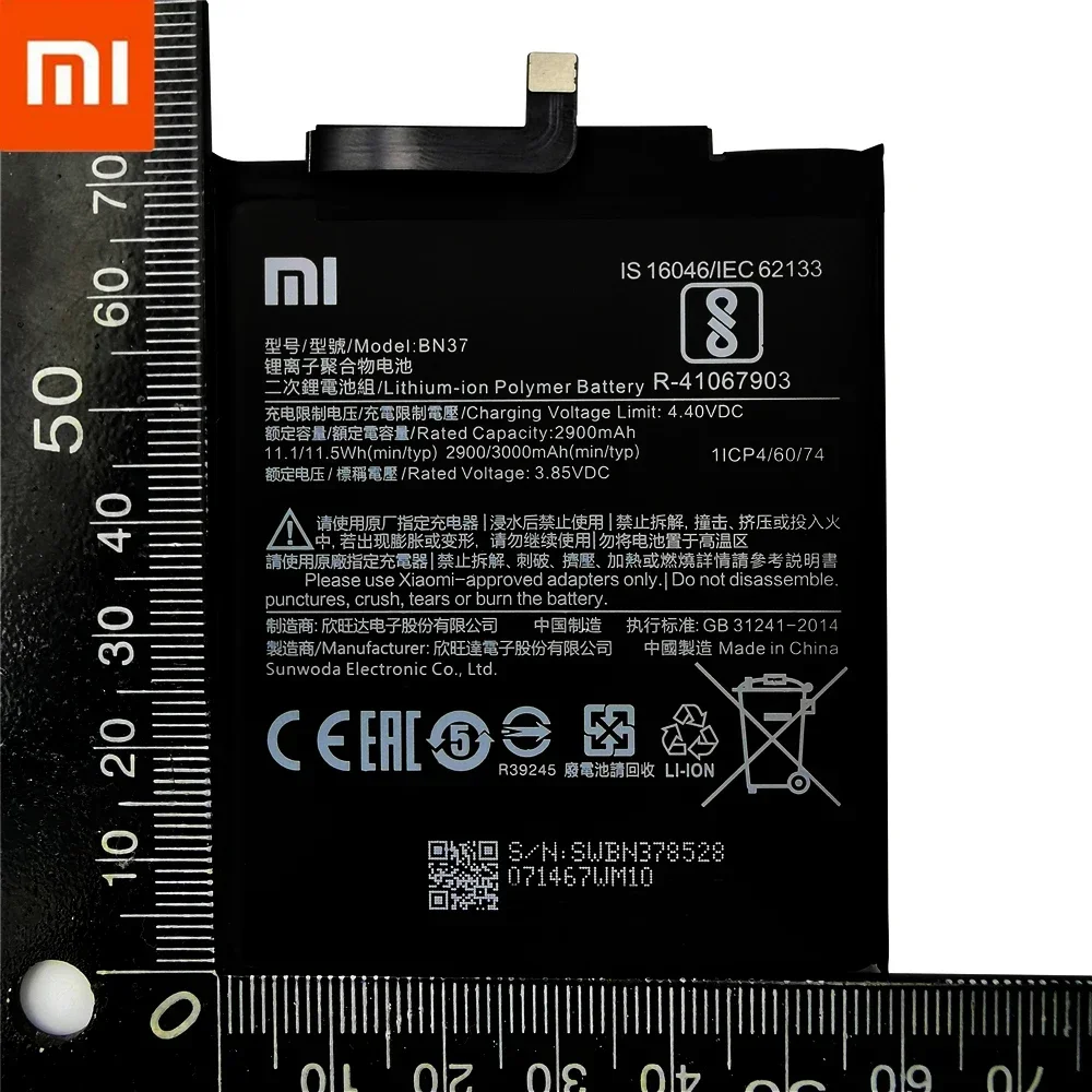 Replacement Battery For Xiaomi Mi Redmi 6, Redmi 6A, Redrice 6, BN37, Genuine Phone Battery, 3000mAh, Tools Kits, Original