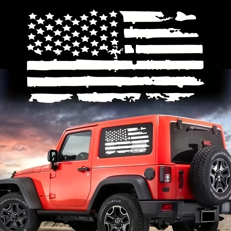 

1PC Fashion Self-adhesive American Flag Vinyl Decal Suitable For Car Doors Auto Window Flag Removable Truck SUV Stickers
