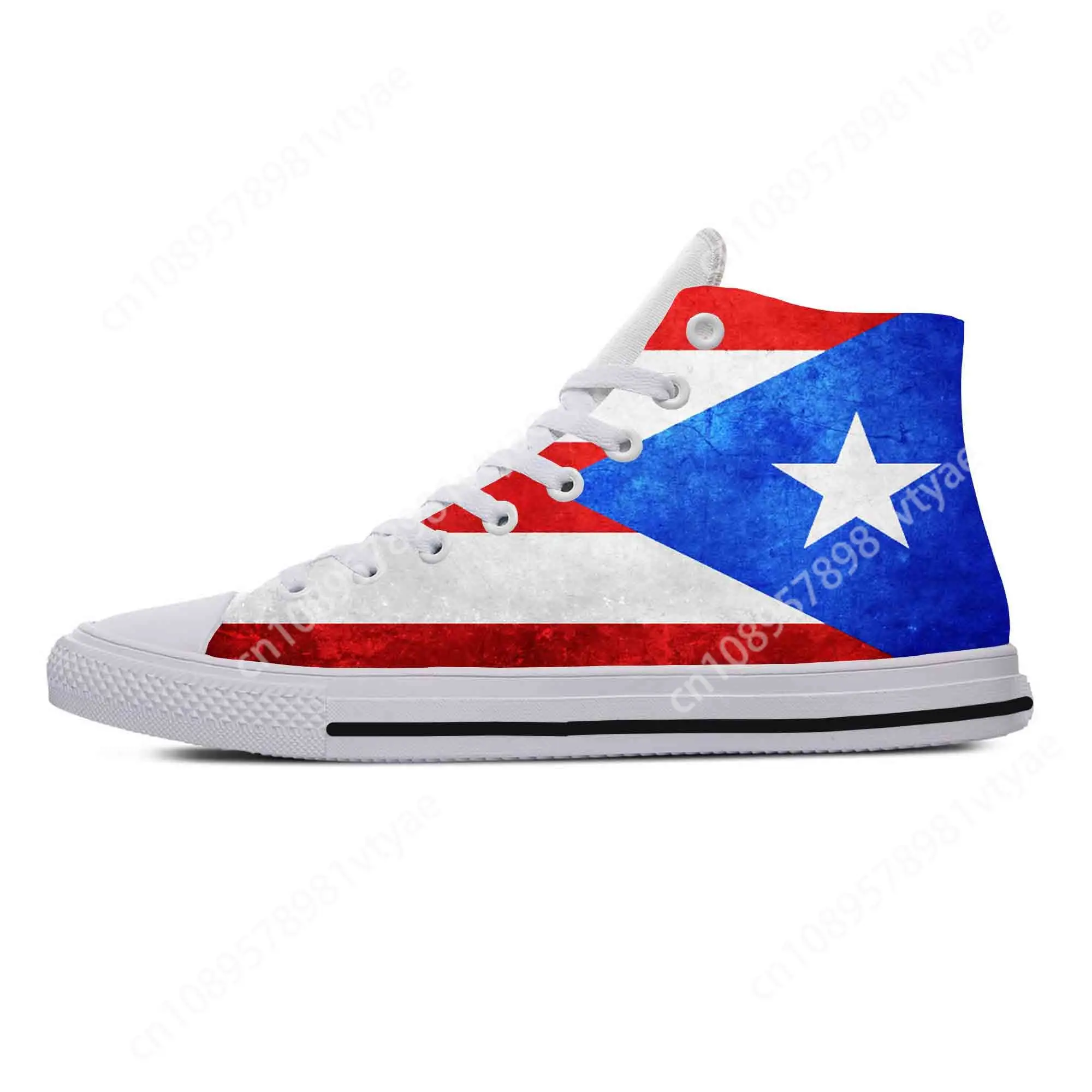 

Puerto Rico Rican Flag Patriotic Pride Cool Funny Casual Cloth Shoes High Top Comfortable Breathable 3D Print Men Women Sneakers