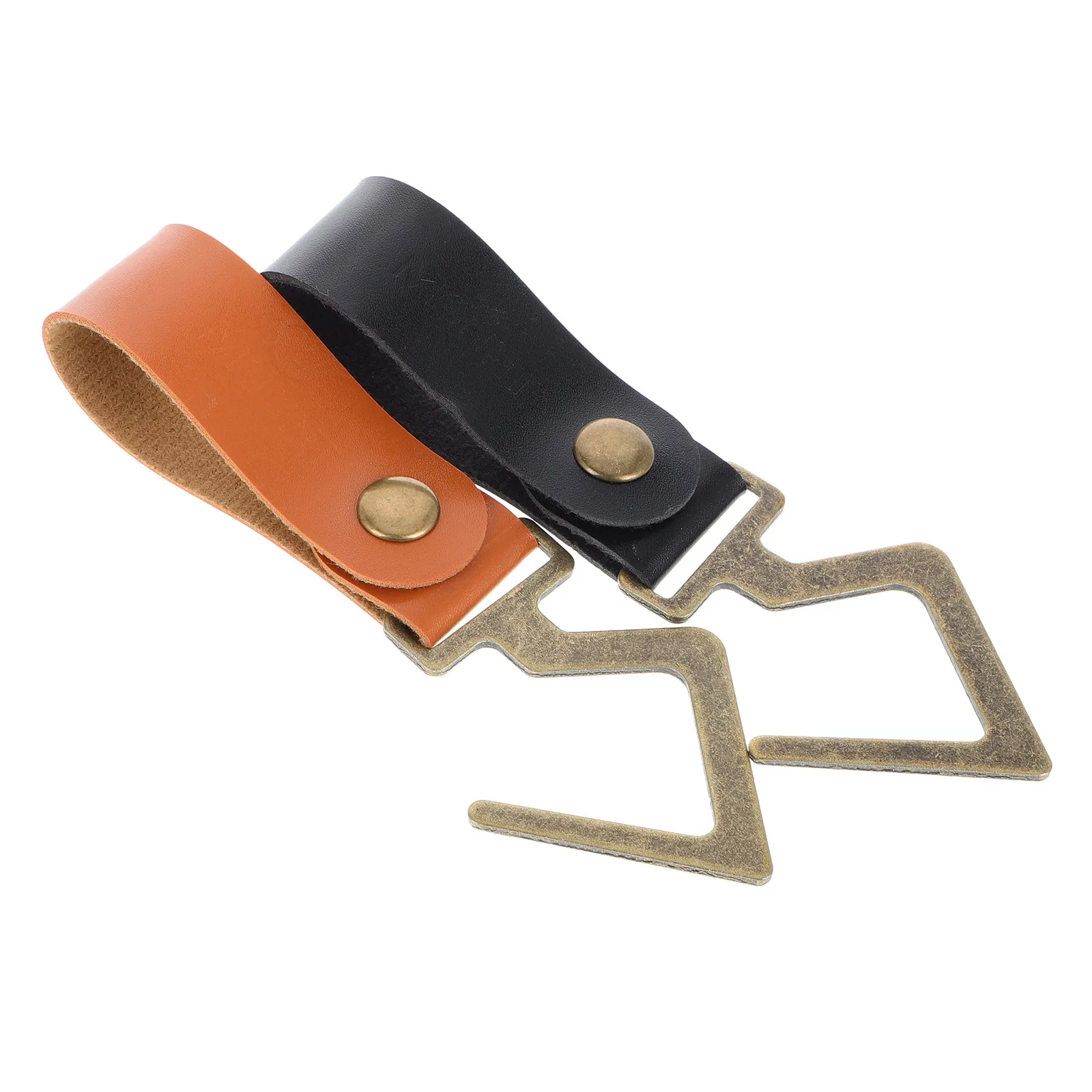 2Pcs Yellow Retro Metal Hooks Fake Straps Home Daily Use Coat Hat Camping Outdoor Hooks Fake Hangers