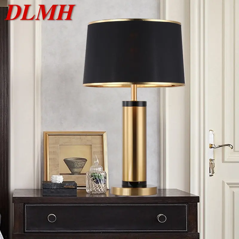 

DLMH Contemporary Black Gold Table Lamp LED Vintage Creative Bedside Desk Light for Home Living Room Bedroom