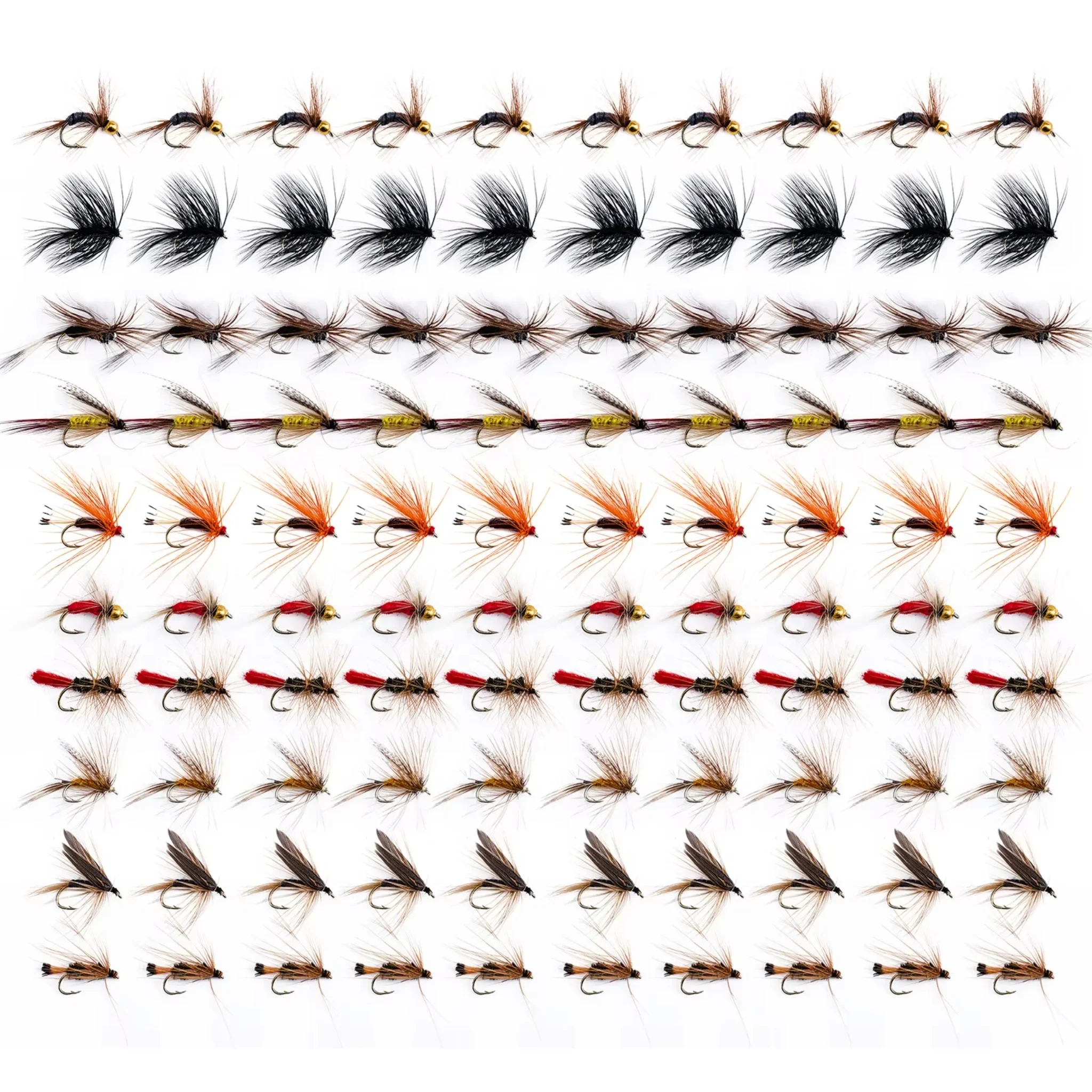 Fly Fishing Baits Assortment Kit 100pcs,Dry Flies Wet Flies Nymph Flies Trout Fishing Lures for Fly Fishing Tackle Accessories