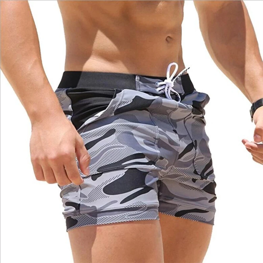 Men\'s Swimming Trunks Summer Swimming Fitness Shorts Men\'s Fashion Sports Beachwear Quick-Drying Stretch Beach Pants