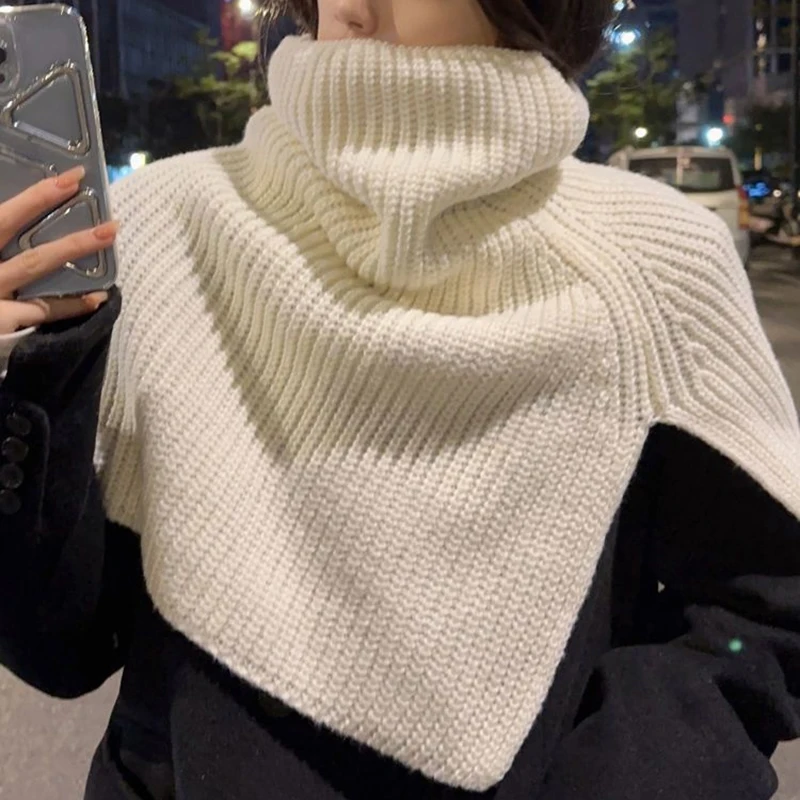 Pullover Scarf Knitted Shawl Winter Scarf False Collar Coat Bib Warm Scarf Turtleneck Slit Jumper Shawl Clothes Accessories