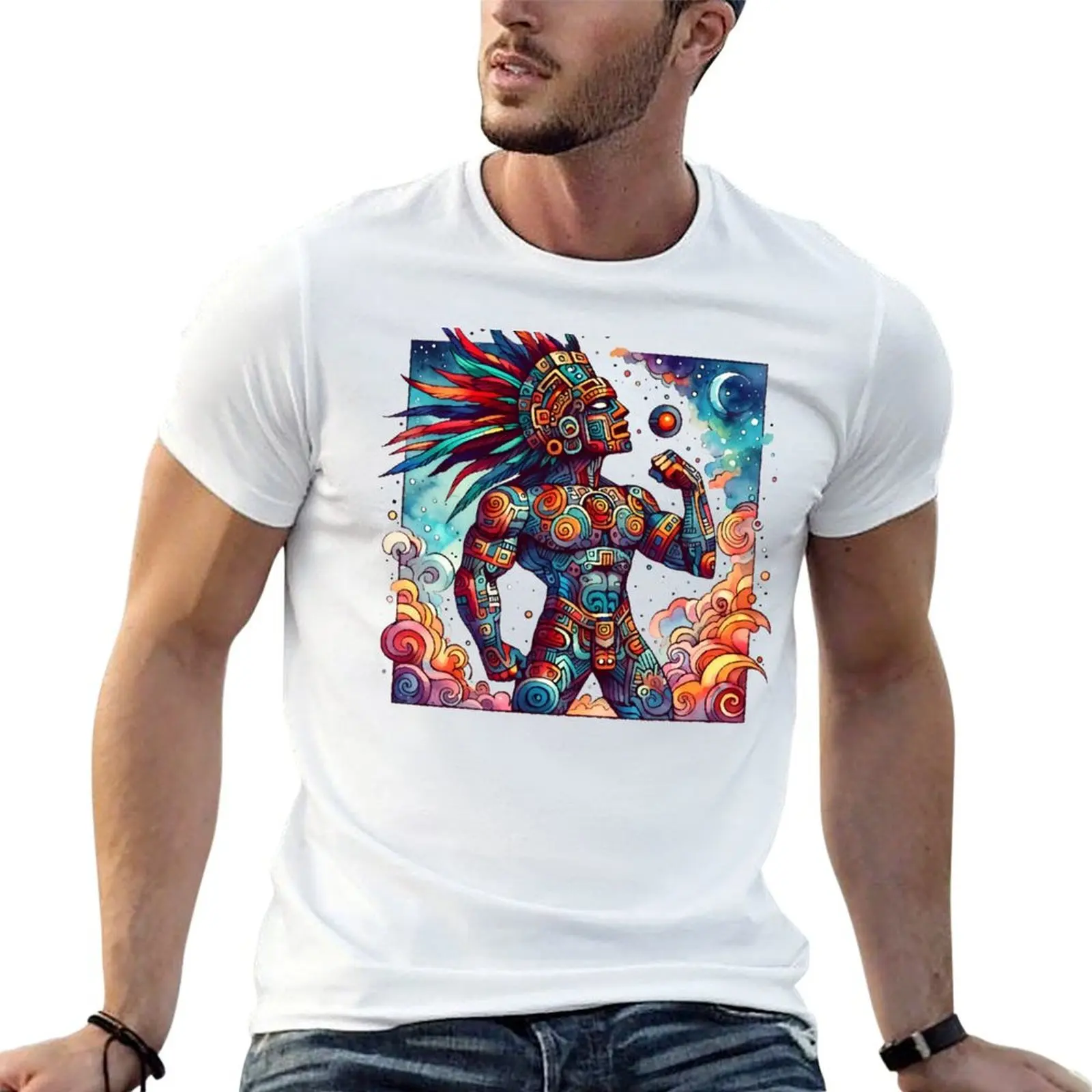 Camiseta Tezcatlipoca, camiseta gráfica para hombre, camiseta de algodón para hombre, camisetas de anime, camiseta de gran tamaño