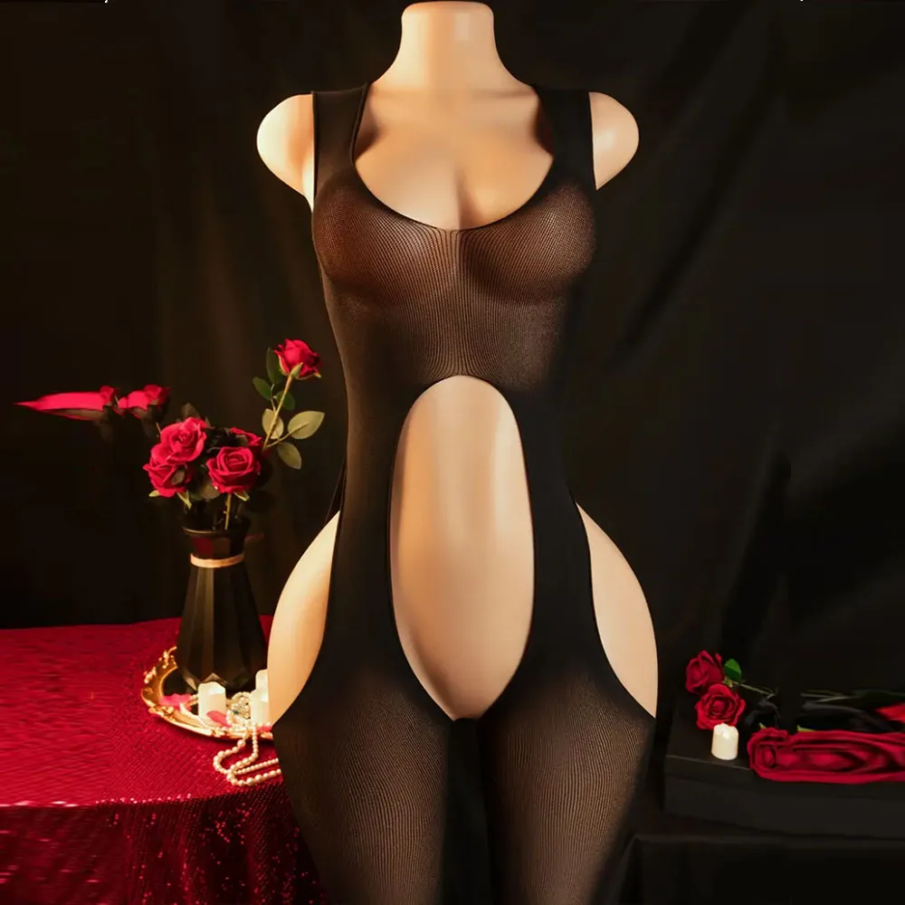 مثير جوفاء شبكة صيد السمك الدمى ارتداءها النساء المثيرة Crotchless الملابس الداخلية كم كامل Bodystockings شبكة منظور بيبي دول الوثن #1