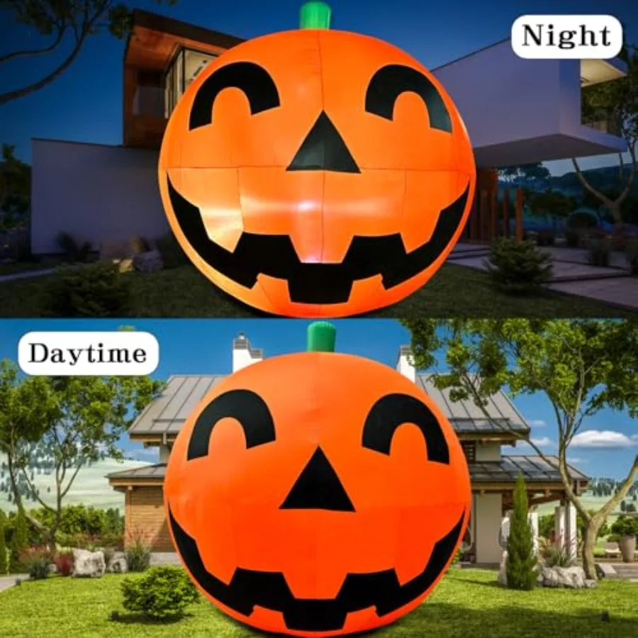 巨大な11.2フィートのハロウィンインフレータブルパンプキンデコレーション、特大ハロウィンブロウアップヤードデコレーション、内蔵LEDライト付き