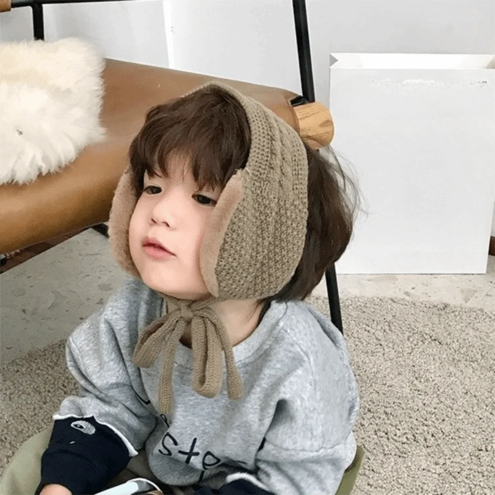 調節可能な防風冬用厚手イヤーマフ折りたたみ式ヘッドバンドぬいぐるみ耳カバーウォーマーウール屋外防寒耳当て女の子用