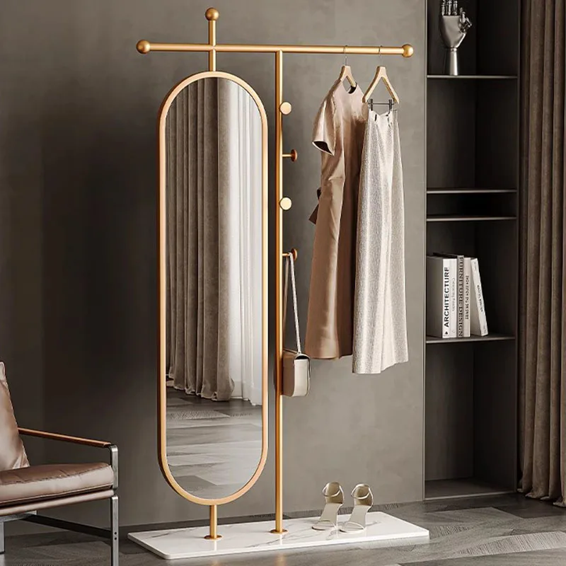 

Detachable Black Clothes Rack Mirror Golden Entrance Nordic Clothes Stand Bedroom Modern Perchero De Pie Hallway Furniture