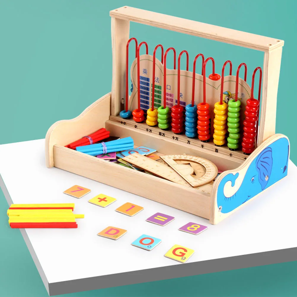 1Set Wooden Abacus Calculation Counter Frame Early Education Math Learning Tools Colorful Learning Aid for Kids