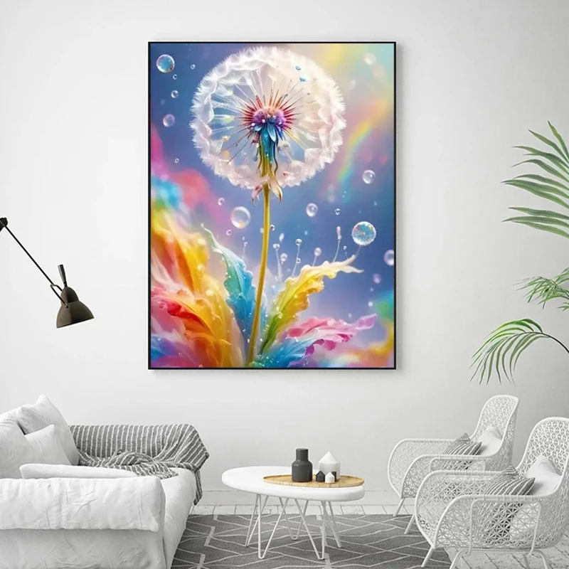 DIY Fairy Dust Drill Diamond Painting Flower Full Crystal Mosaic Cross Stitch Landcape Embroidery Kits Dandelion Handmade Gift