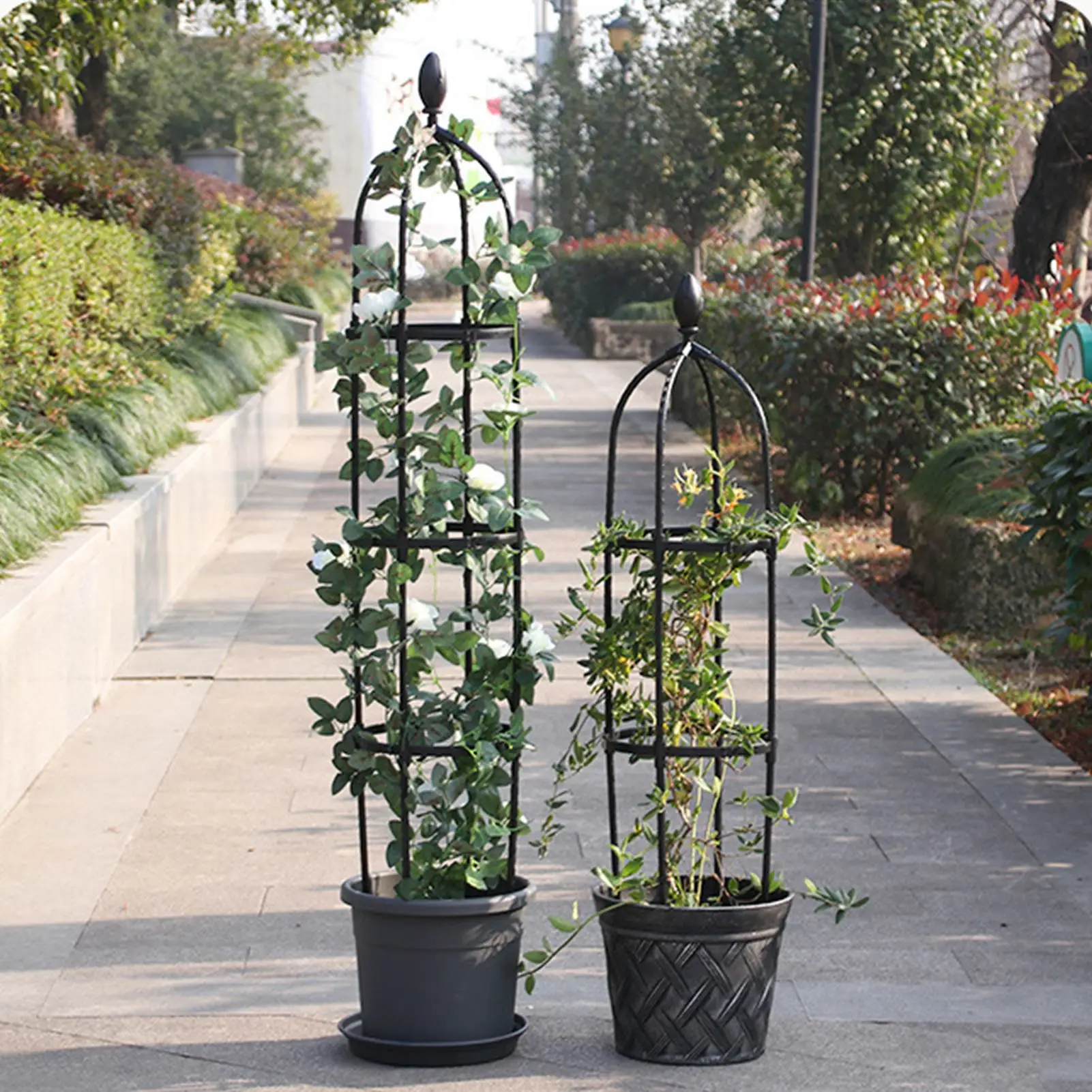 Garden Obelisk Trellis For Climbing Plants PE Coating Steel Plant Cage Flower Support Vines Roses Plants Climbing Frame Diameter