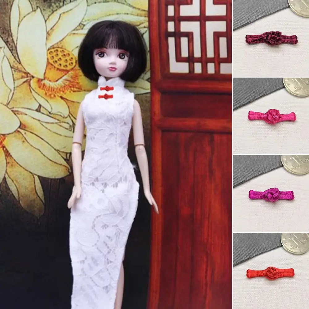 2PCS Mini Ultra-Small Flat Buckle Doll Cheongsam Clothes Buckles 30cm Doll Retro Chinese Dresses Decor Buttons Doll Accessories