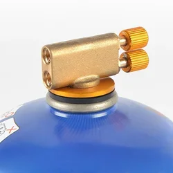 Gas Burner Camping Gas Stove Safety Switch Double Head Inflatable Valve Adapter for Flat Liquefied Gas Cylinder Outdoor Camping
