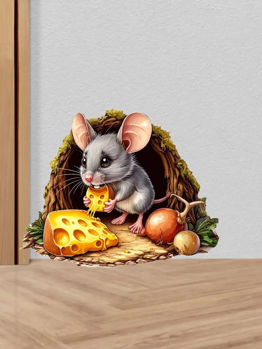 Fairy Tale Mouse Wall Stickers Self-Adhesive Mini Book House Decor for Study Room Wall Hole Home Decoration B43