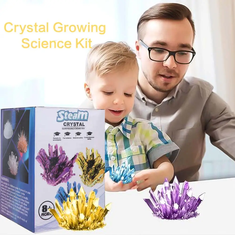 Grow a Crystal Crystal Growing Science Kit Colored Crystals Stirring Sticks Science Experiments Toy Mold Shapes Easy To Grow