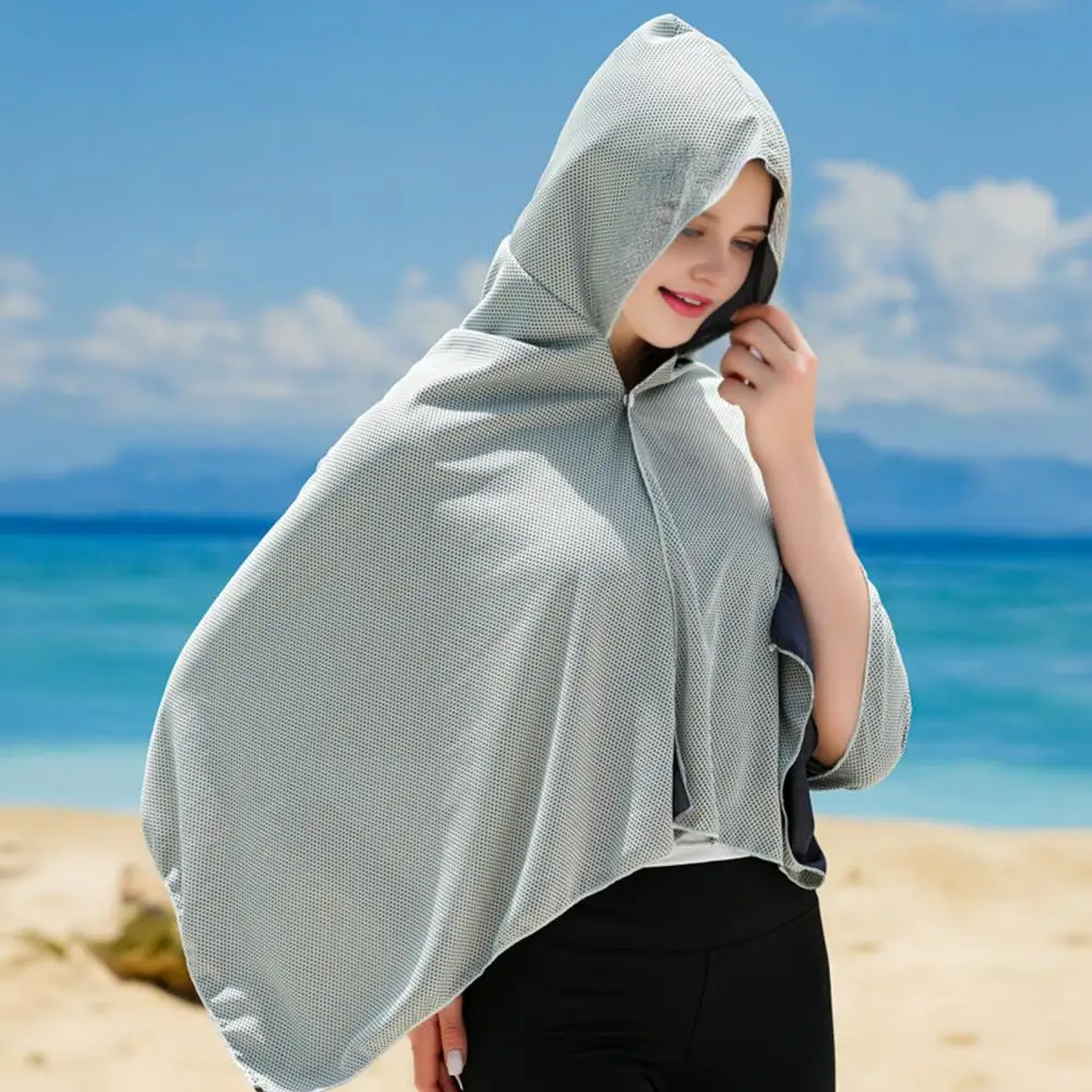 

Lightweight Beach Poncho Sun Protection Poncho Hooded Cape Lightweight Uv Shield Beach Cover Windproof Summer Shawl Arm Sleeve