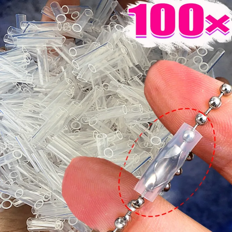 

10/100 шт., цепочка из бисера, защита от потери для фотокарточек, цепочка для ключей, универсальная защита, цилиндр, орнамент, прозрачные чехлы