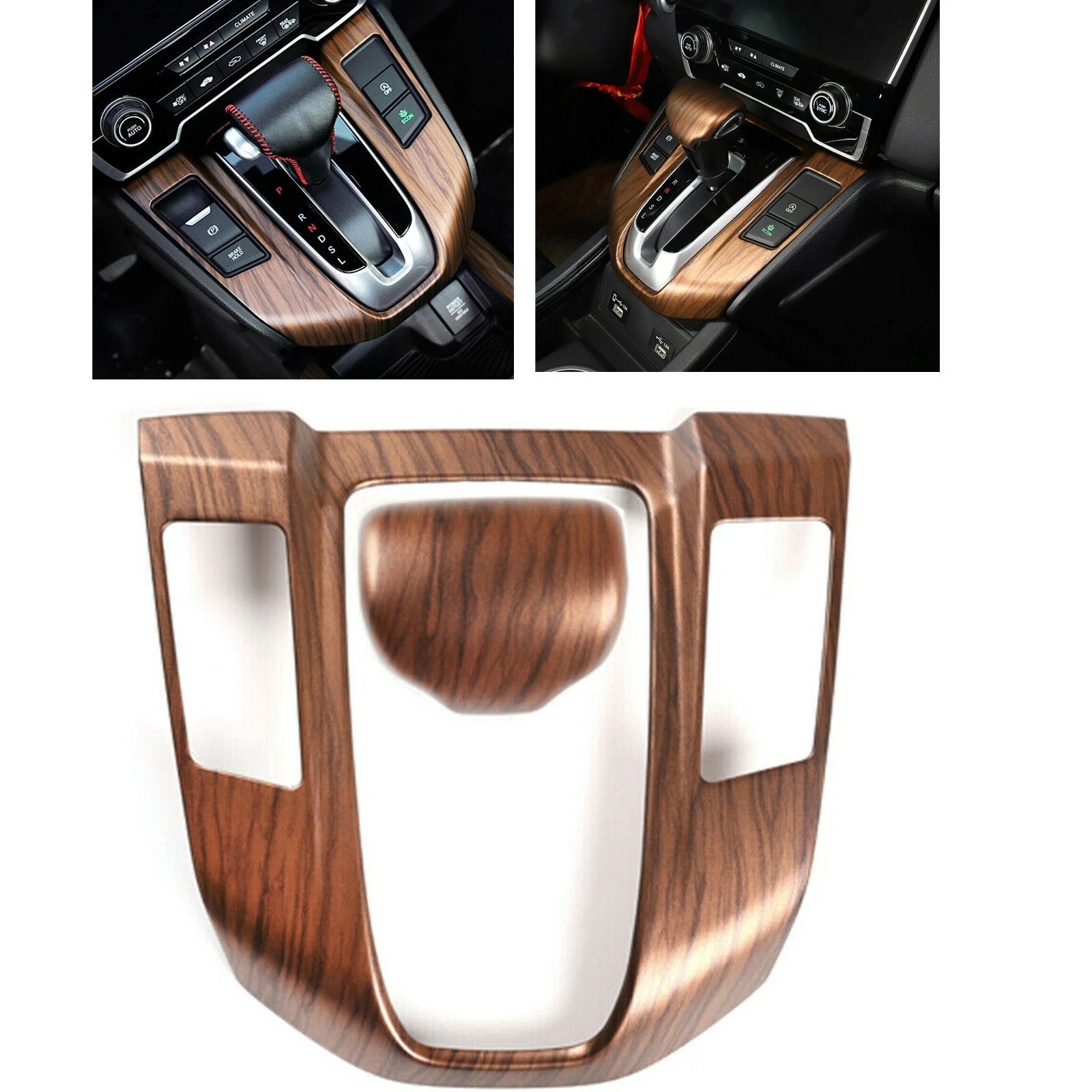 

Car Gear Shift Box Panel Cover Trim For Honda CR-V CRV 2017-2022 Peach Wood Look Center Shifter Guard Board Frame Sticker Decor