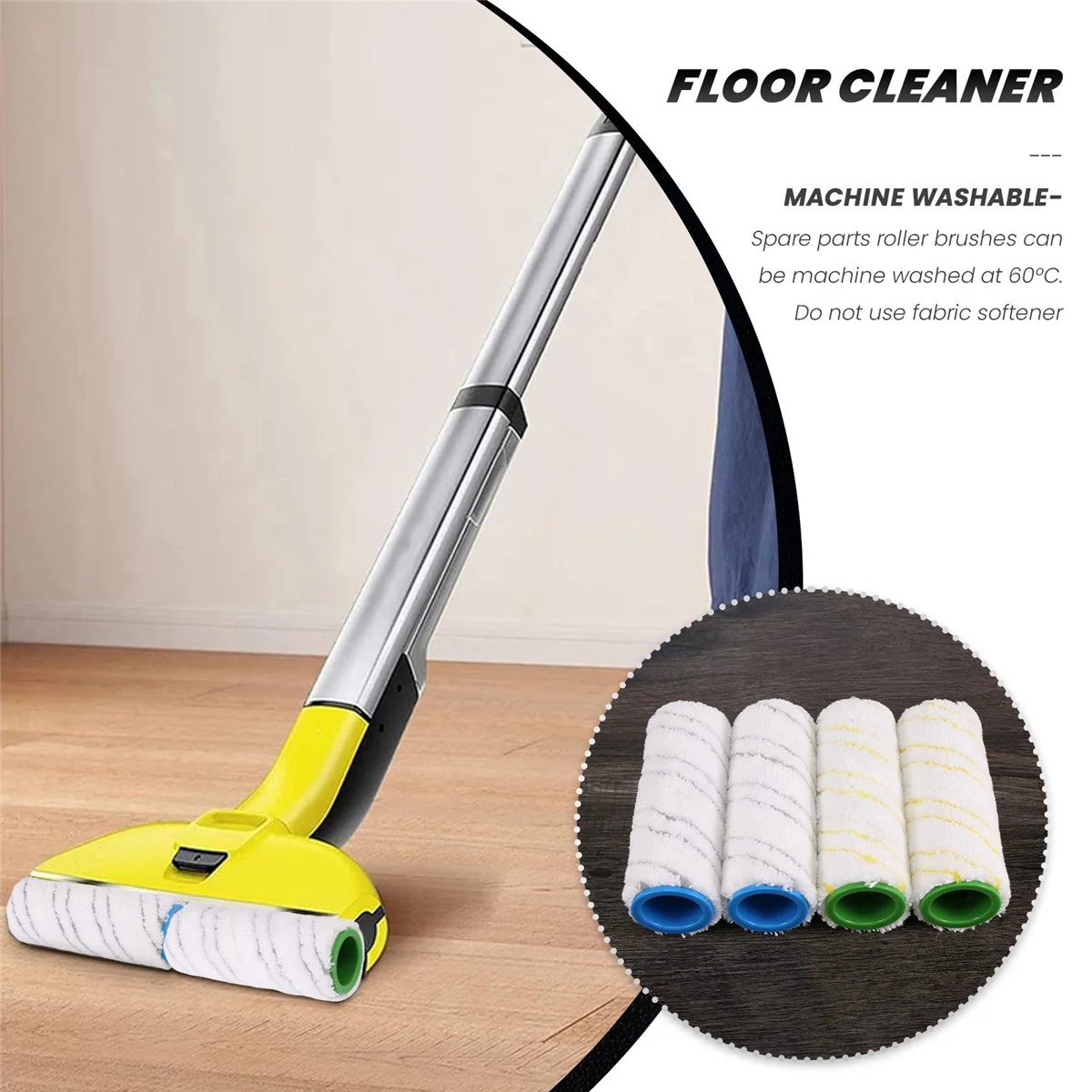 New 8 Piece Set of Rollers for Karcher FC7 FC5 FC3 FC3D Electric Floor Cleaner 2.055-007.0 / 2.055-006.0