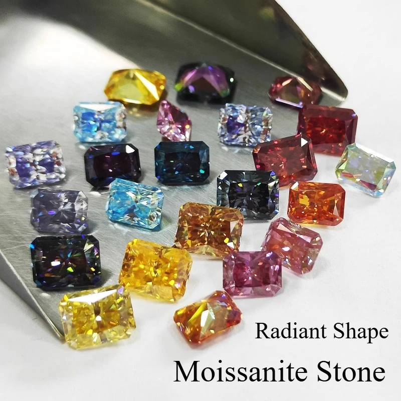 

Radiant Shape Moissanite Stone VVS1 Combination chain Charms Beads with GRA Certificate for Advanced Jewelry Making Material