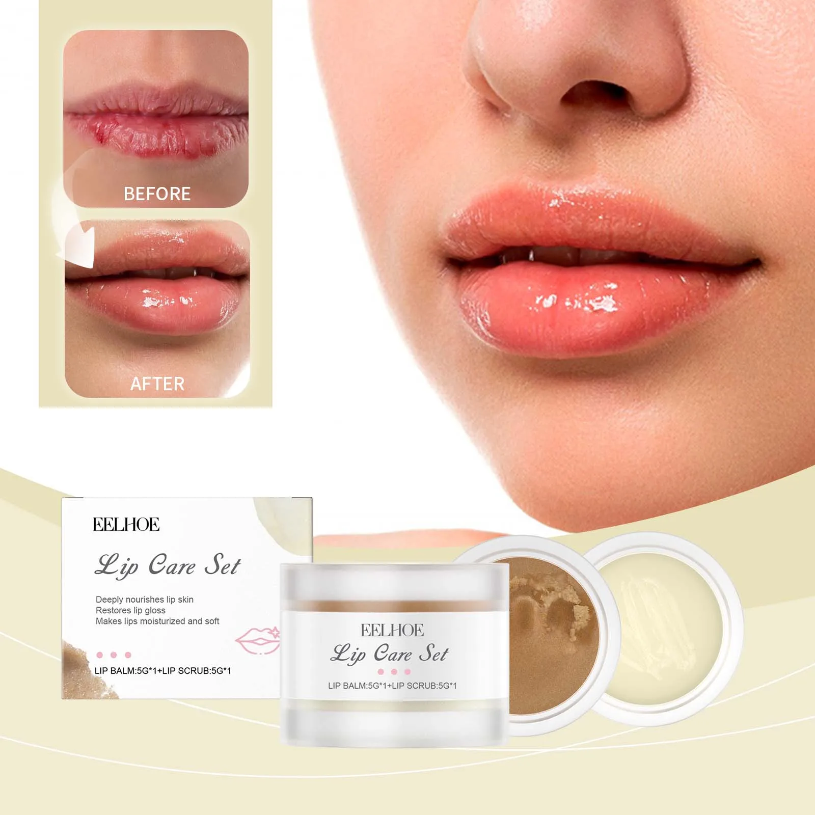 

Lip Care Kit Gentle Exfoliating & Nourishing Lighten Lip Lines Lip Scrub Remover Dead Skin Smoothing Anti-Crack Soft Lip Balm