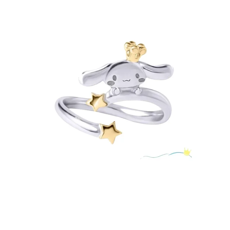 Cinnamoroll Anime Kawaii Sanrio Fashion 925 Sterling Silver Ring Decoration Cute Cartoon Ins Y2k Fingers Attachment Gifts Toys