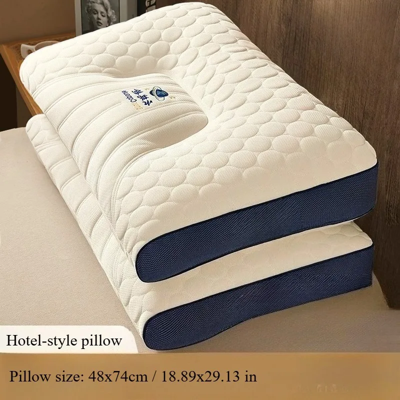 

Two Heights Available Latex Filled Sleep Neck Pillow Deep Sleep Aid Pillow Massage