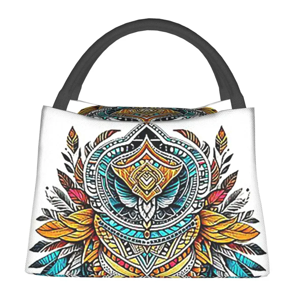 

Native Mandala Owl American Lunch Bags Insulated Bento Box Lunch Tote Picnic Bags Cooler Thermal Bag for Woman Children Travel