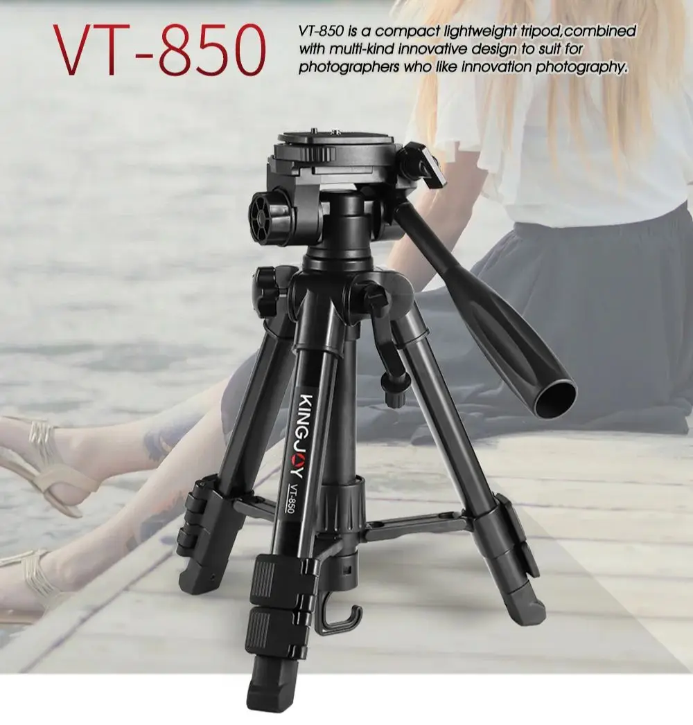 

KINGJOY Portable Tripod Folded 31cm with Quick Release Plate and 360° Head for DSLR,phones,Camera,Live,Vlog with bluetooth